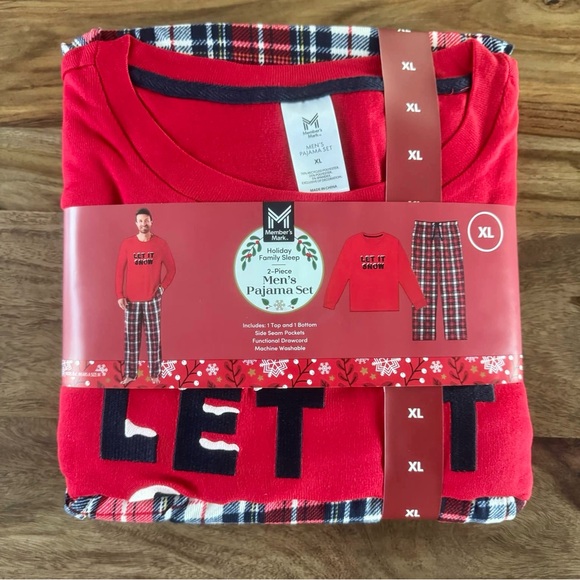 NWT Member's Mark Family Sleep Men's 2-Piece Pajama Set- Let It Snow - Picture 10 of 10